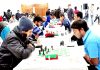 Chess players busy in making moves during Senior National Chess Championship at Jammu on Thursday. -Excelsior/Rakesh