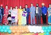 Children posing along with chief guest and other dignitaries during Annual Day celebration of Sanfort on Monday.