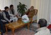 Governor Satya Pal Malik meeting with Ring Road Kissan Sangharsh Samiti delegation on Wednesday.