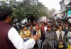 Harsh Dev Singh, chairman JKNPP, addressing a public meeting in Bishnah town.