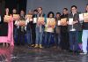 Dignitaries releasing album of P N Kaul Sayil’s Aahee at a function organised by Harmony India at Abhinav Theatre Jammu on Monday.