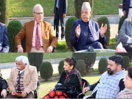 NC President Dr Farooq Abdullah chairing party-meeting on Saturday.
