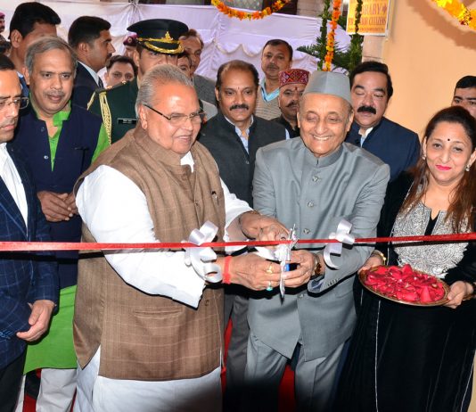 Governor S P Malik inaugurating Dr Karan Singh Library at Gulab Bhawan on Sunday.