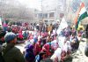 Students and locals protesting for Govt Degree College at Turtuk in Ladakh on Tuesday.