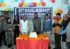 Centre incharges of Sulabh International celebrating foundation day of the organization by cutting cake in Jammu.