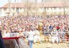 NC Vice President Omar Abdullah addressing a massive rally at Kwaja Bagh in Baramulla on Tuesday.