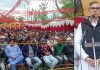 NC vice president, Omar Abdullah addressing a gathering at Wanpoh in Kulgam on Wednesday. —Excelsior/Sajad Dar