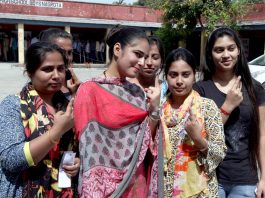 First time voters feel proud after casting their votes. -Excelsior/Rakesh