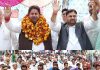 Congress candidate from Jammu-Poonch parliamentary seat, Raman Bhalla during a public meeting in Jammu.