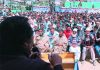 Peoples Conference chairman Sajad Gani Lone addressing an election meeting in Lolab Assembly segment.