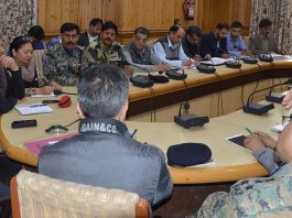 Divisional Commissioner Kashmir, Baseer Khan reviewing flood preparedness by various departments at Srinagar.