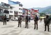 Army deployed in Bhaderwah town on Friday. -Excelsior/Tilak Raj
