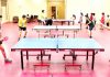 Paddlers in action in newly developed Table Tennis Hall at Indoor Complex, MA Stadium in Jammu.