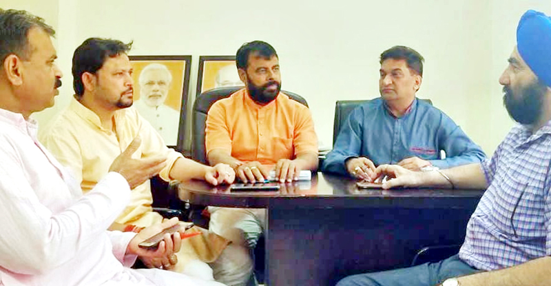 BJP leaders from Kathua at party headquarters in Jammu on Wednesday.