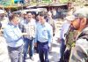 Divisional Commissioner Jammu, Sanjeev Verma inspecting yatra arrangements at Ramban on Friday.