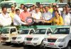 Simrandeep Singh, CEO SMVDSB handing over keys of the vehicles to President Municipal Committee, Katra on Thursday.