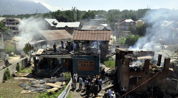 Site of the encounter at Bijbehara in Anantnag on Tuesday. -Excelsior/Sajjad Dar