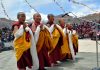 Little nuns performing prayers during tripled blessed occasion of Lord Buddha at Leh. -Excelsior/Morup Stanzin