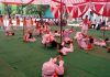 Girls being trained in different courses at Arya Veerangana Dal Camp in Udhampur on Monday.
