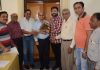 A delegation of Sudhmahadev Chhari Yatra Aayojan Samiti meeting K.K Sharma, Advisor to the Governor at Jammu on Tuesday.