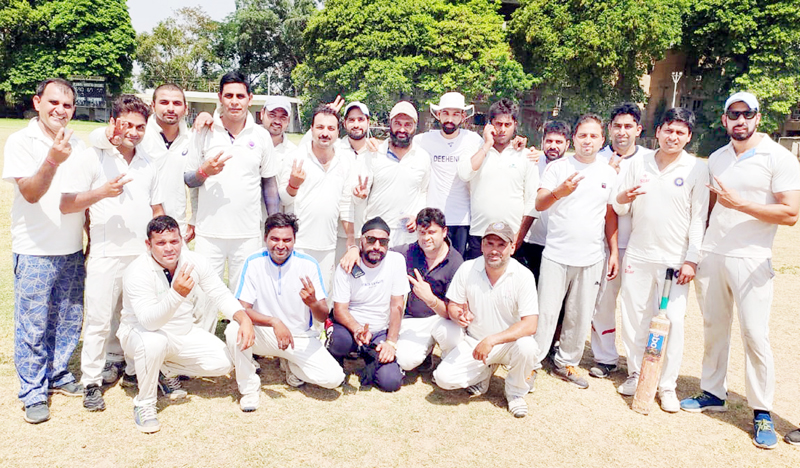 JU Employees team posing for a group photograph after resgistering win over Vodafone XI on Sunday.