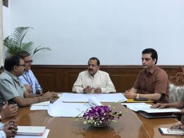 Union Minister Dr Jitendra Singh convening a meeting of senior officers of NHIDCL and BRO to review the progress of new national road projects of Doda.