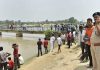 Search operations underway at Indira canal, after a pick-up van carrying 29 people, who were returning from a marriage ceremony fell into the canal late Wednesday night, at Nagram area of Lucknow.