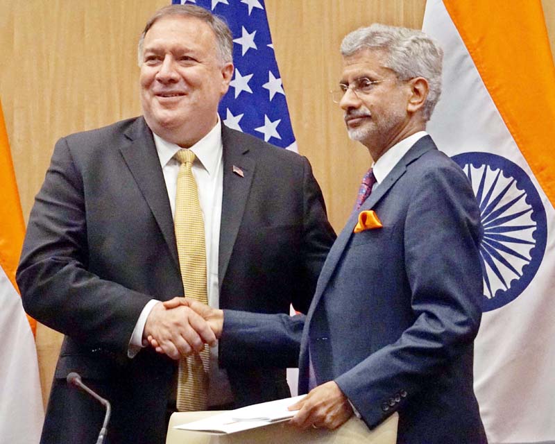 External Affairs Minister S Jaishankar meeting Michael R Pompeo, Secretary of State of the United States of America, in New Delhi on Wednesday. (UNI)