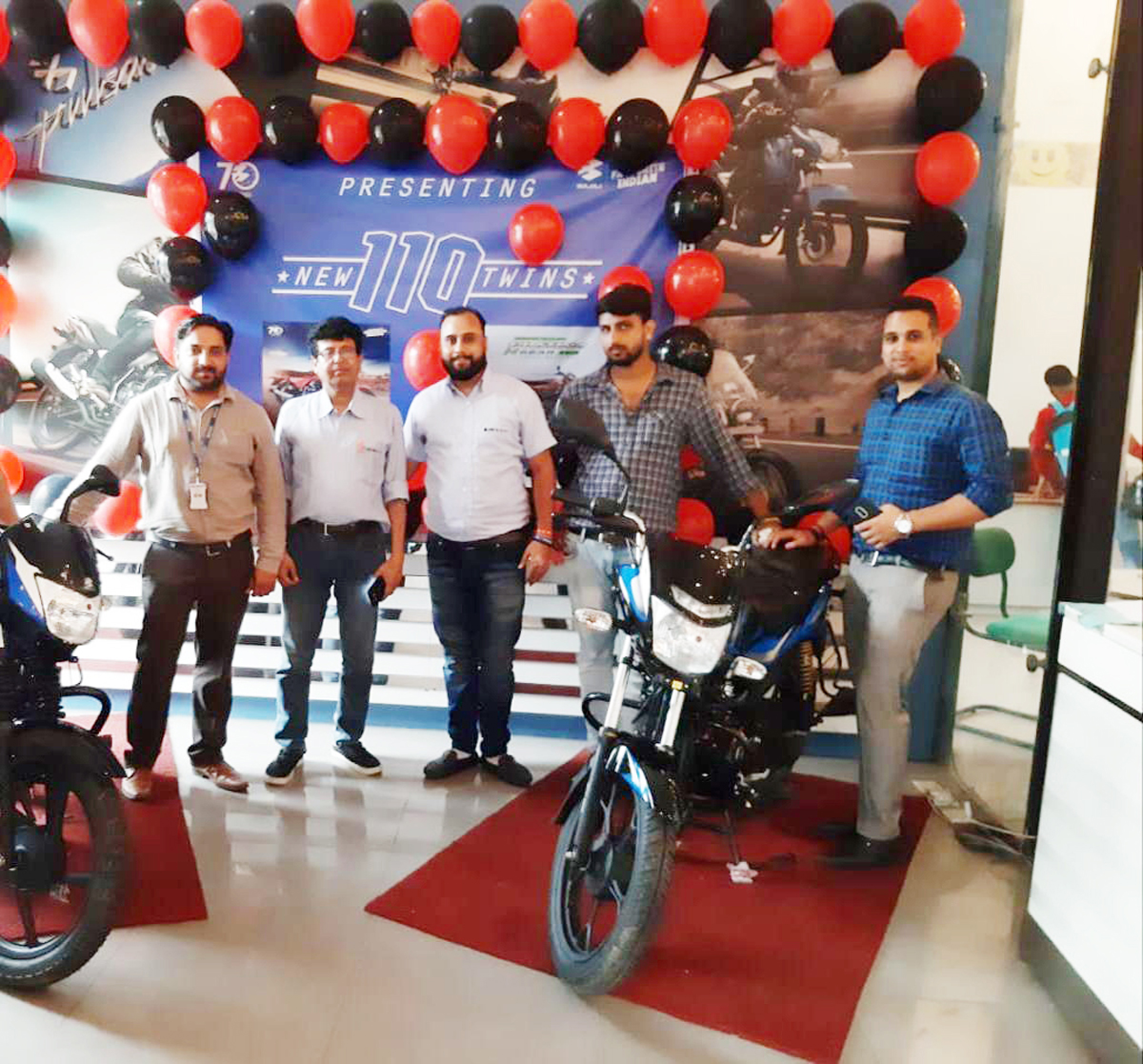 Officials of Jammu Motors during launch of all New CT 110 and Platina 110 H at Jammu on Tuesday.