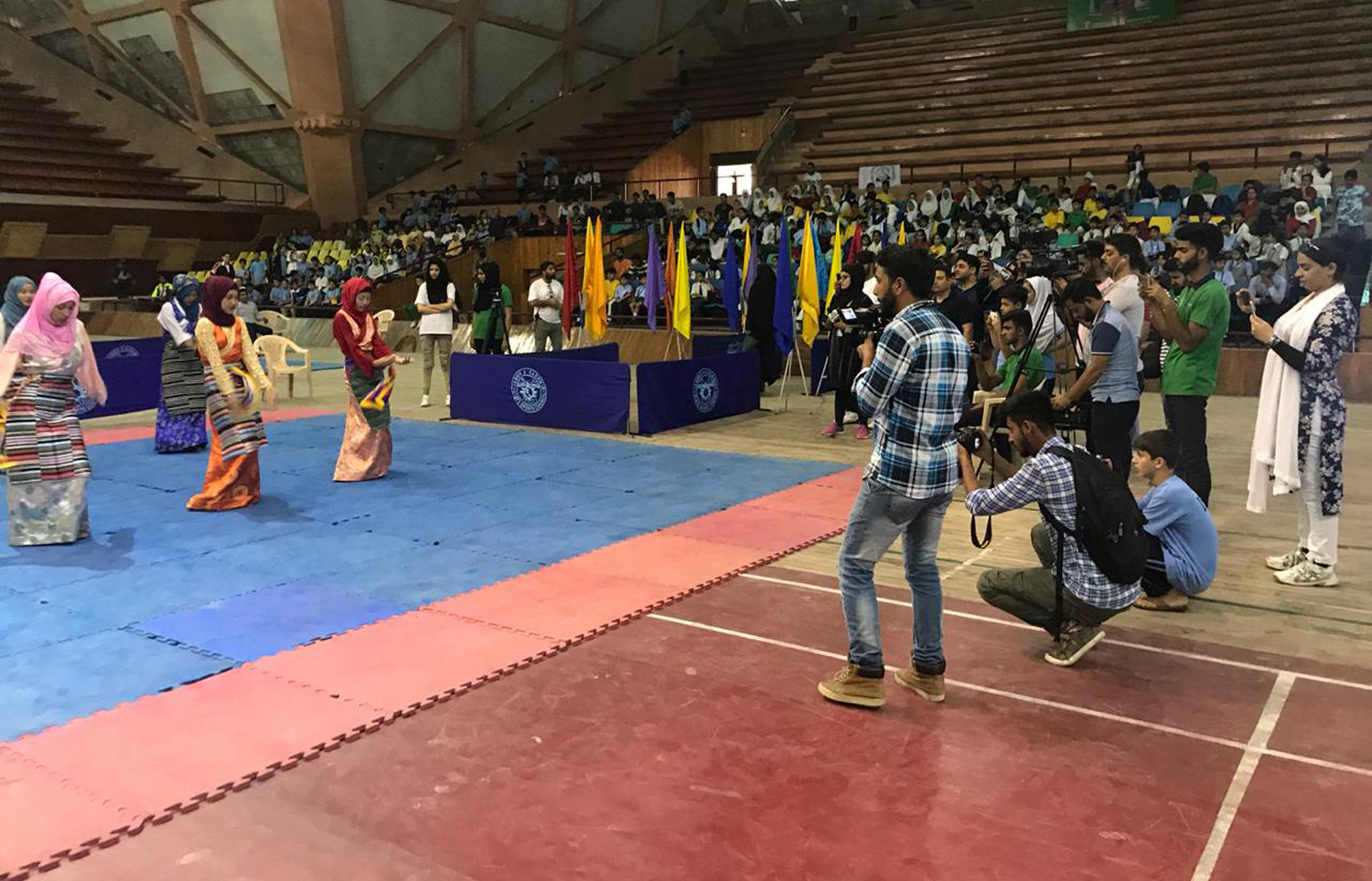 Players and officials during inaugural ceremony of Jeet Kune Do Championship in Srinagar on Tuesday.