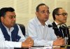 Principal Secretary Planning Rohit Kansal addressing a press conference in Srinagar on Wednesday.