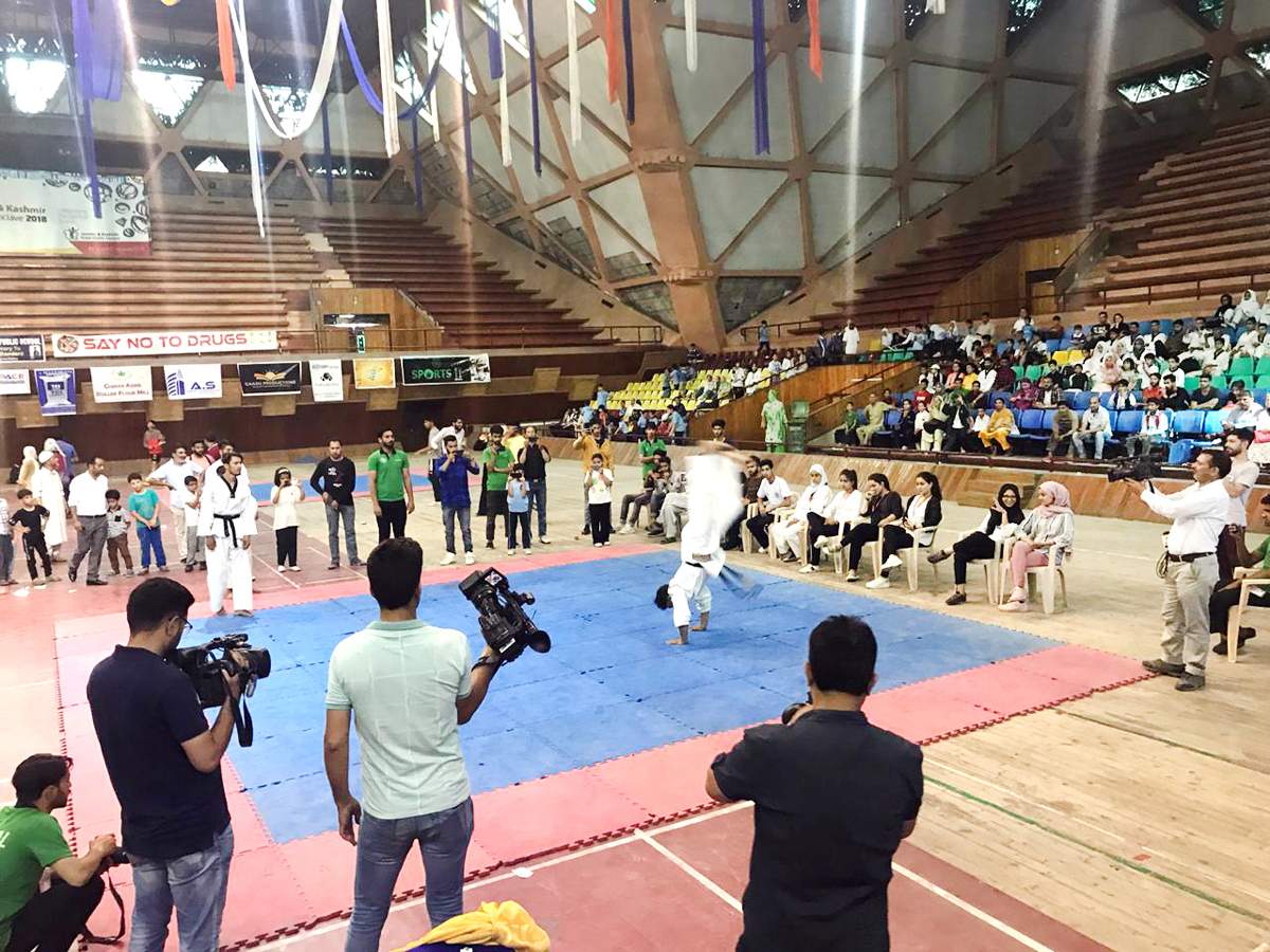Players in action during Jeet Kune Do Championship in Srinagar.