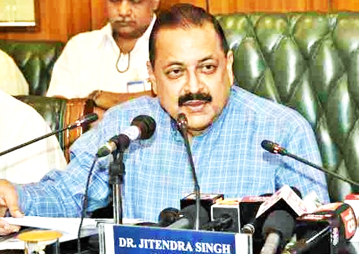 Union Minister Dr Jitendra Singh briefing media, at New Delhi.