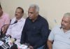 MLC Ramesh Arora at a press conference at Jammu on Saturday. —Excelsior/Rakesh