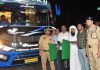 DC Jammu Ramesh Kumar flagging off Hajj pilgrims on Saturday.