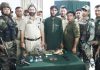 Arrested militant in custody of Army and police in Doda on Wednesday.