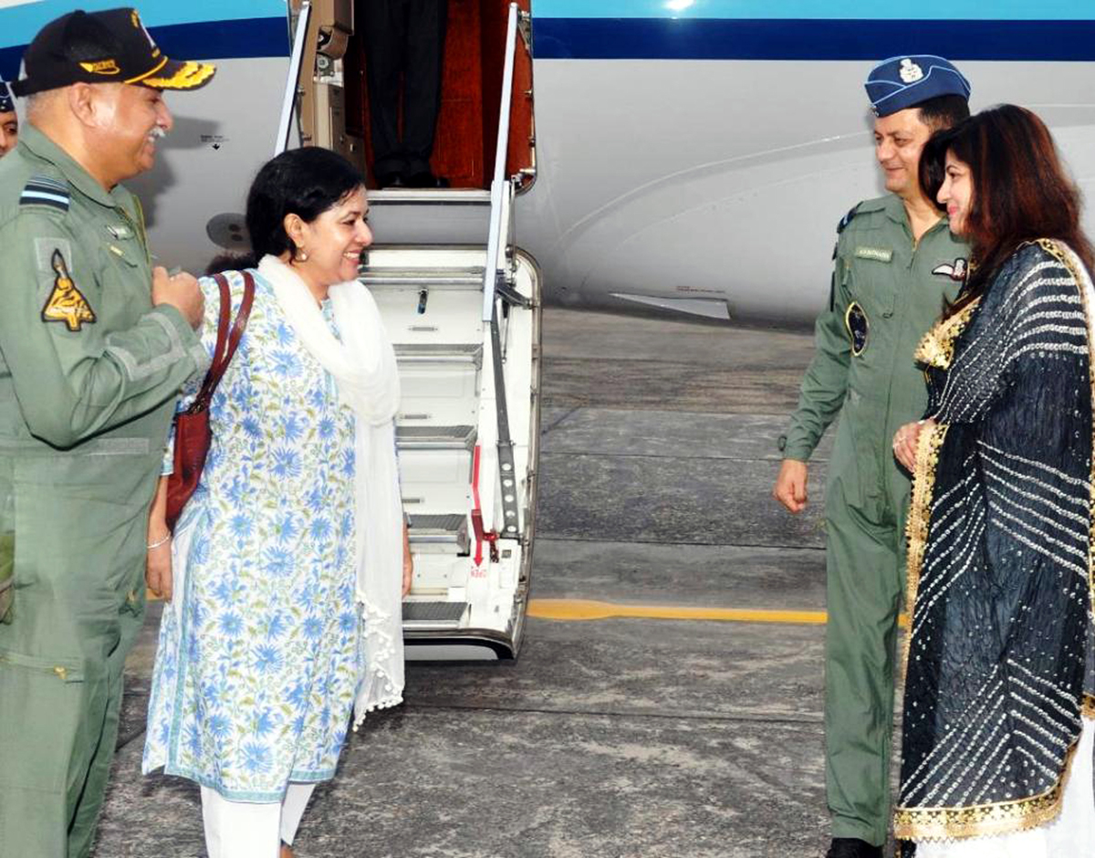 Air Marshal Raghunath Nambiar and Luxmi Nambiar in Jammu.