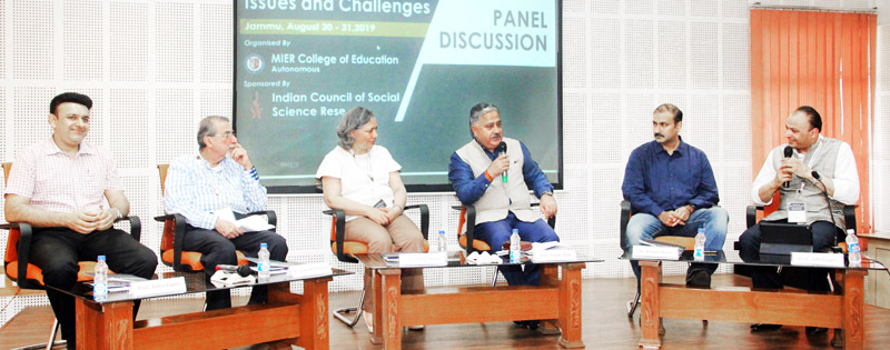 CUJ Vice-Chancellor Prof Ashok Aima expressing views during panel discussion at MIER on Saturday.