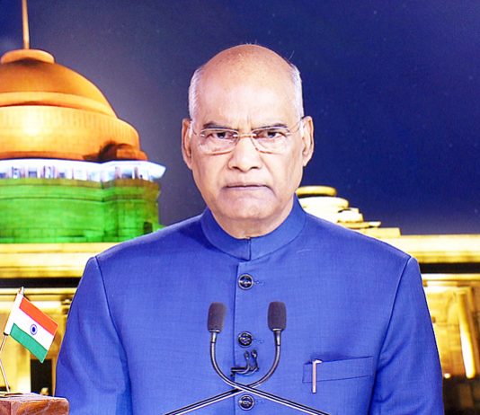 Prsident Ram Nath Kovind addressing the Nation on the eve of 73rd Independence Day in New Delhi on Wednesday.