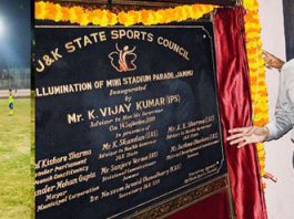 Advisor Vijay Kumar inaugurating development work at Mini Stadium Parade.