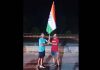 JRG members Mukesh and Abhishake holding National Flag after completing Run from Amritsar to Jammu.