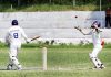A player being caught behind the wickets during a match in Jammu University ground on Wednesday. -Excelsior/Rakesh