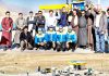 BPCL officials posing with prominent people of Ladakh in front of company’s 1st retail outlet in Ladakh (left) and a distant view of the outlet (right).