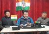 DCC president Tsering Namgyal addressing a press conference on Sunday. —Excelsior/Morup Stanzin