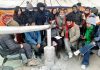 Students sitting on hunger strike at Old Bus Stand in Leh. —Excelsior/Morup Stanzin