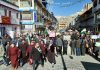 Congress leaders taking out rally in Leh on Wednesday. — Excelsior/Morup Stanzin
