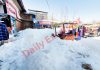 Unattended snow lying on a link road in Handwara in North Kashmir. — Excelsior/Aabid Nabi