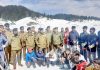 DGP Dilbag Singh and participants of skiing training course posing for group photograph.