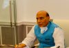 Defence Minister Rajnath Singh dedicating to the nation via video conference a 80 kilometre long crucial road from Ghatiabgarh to Lipulekh, vastly reducing travel time to Kailash-Manasarovar yatra, in New Delhi on Friday. (UNI)