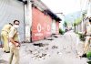 A road in Poonch being sealed by police after being declared as Containment Zone on Wednesday. -Excelsior/Gurjeet Bhajan